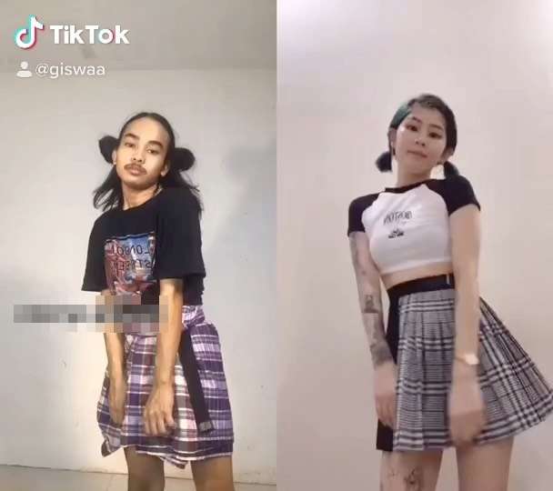 Gaya kocak Giswaldani saat tirukan gaya seleb di tiktok