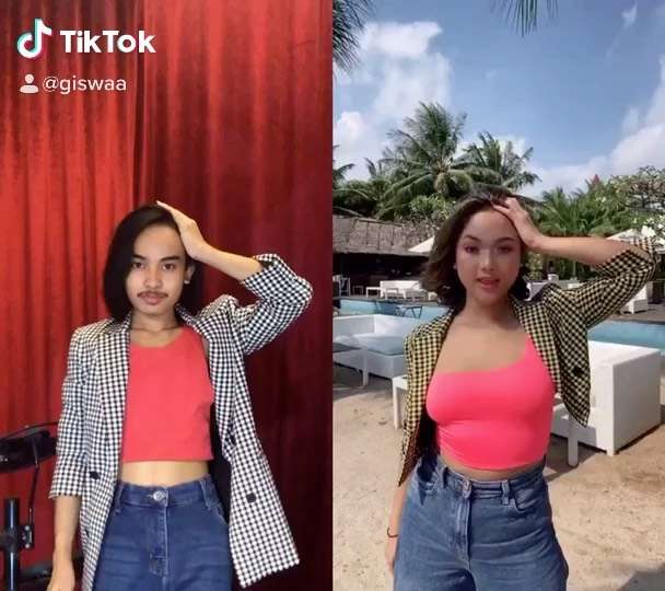 Gaya kocak Giswaldani saat tirukan gaya seleb di tiktok