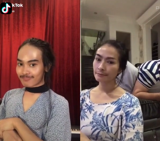 Gaya kocak Giswaldani saat tirukan gaya seleb di tiktok