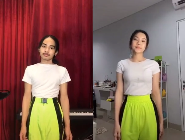 Gaya kocak Giswaldani saat tirukan gaya seleb di tiktok
