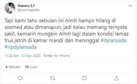 penyebab kematian dylan sada