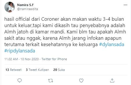 penyebab kematian dylan sada