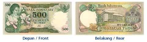 Pecahan Rp500 bergambar istri Moh. Hatta.