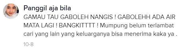 Semangat cari yang keluarganya mau menerima.