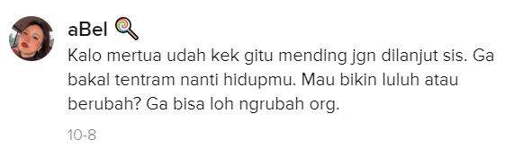 Mertua seperti itu bikin kehidupan tidak tenteram.