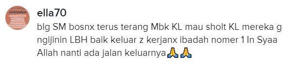 Coba dibicarakan baik-baik dengan majikan tentang sholat ini.
