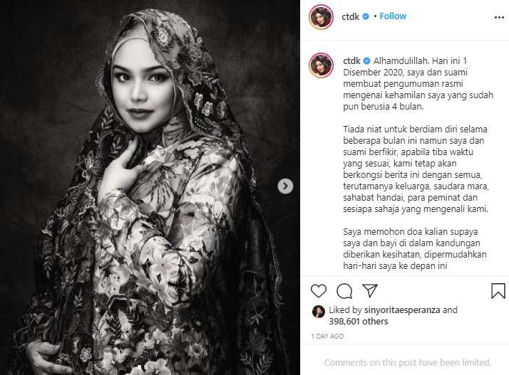 Siti Nurhaliza hamil anak kedua Siti Nurhaliza hamil anak kedua