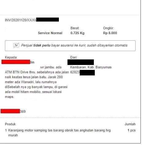 Petunjuk alamat detail banget, sampai ke garasi.