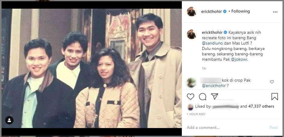 Erick Thohir Sandiaga Uno dan M Lutfi