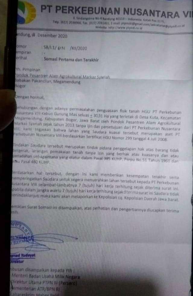 Somasi pesantren Rizieq