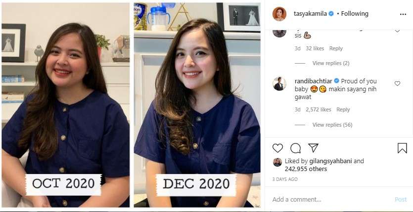 Hasil diet Tasya Kamila