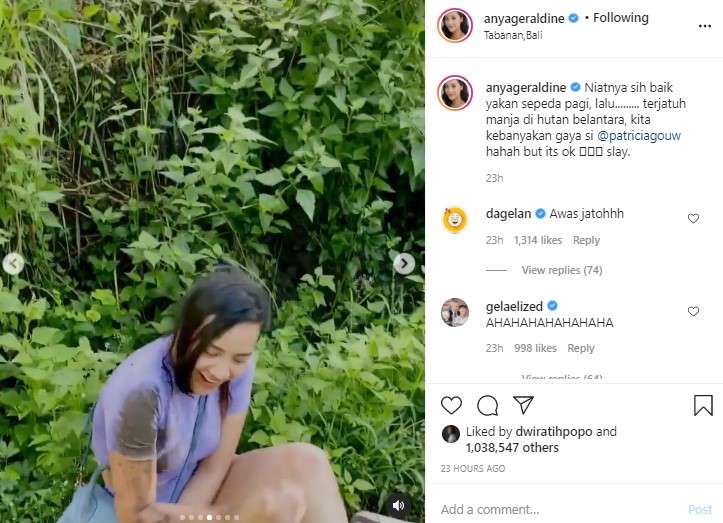 Anya Geraldine jatuh dari sepeda