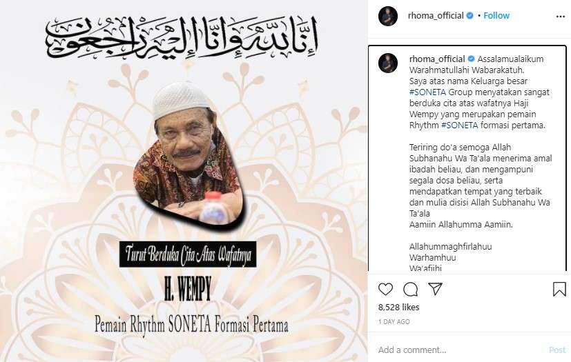 Rhoma Irama berduka