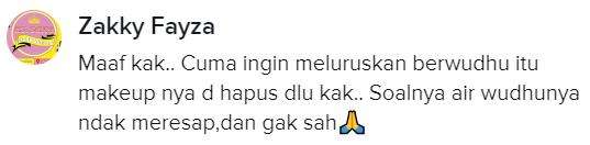 Cuma ingin meluruskan syarat sah wudhu.