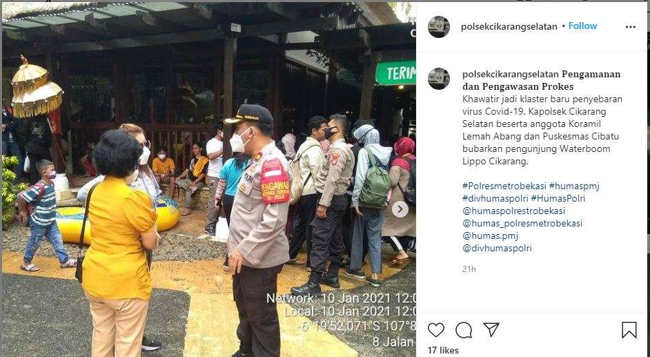 Polsek Cikarang Selatan membubarkan pengunjung Waterboom