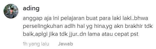 Anggap saja pelajaran buat yang suka selingkuh.