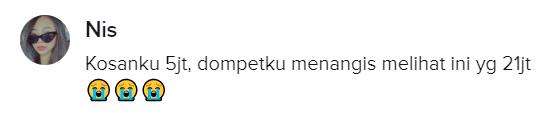 Dompet nangis lihat harga kosan Rp21 juta.