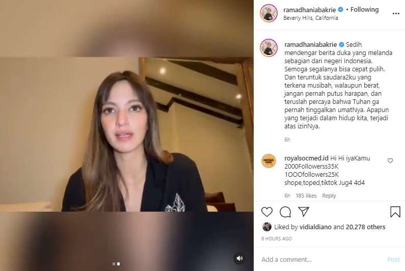 Video ucapan belasungkawa dari Nia Ramadhani