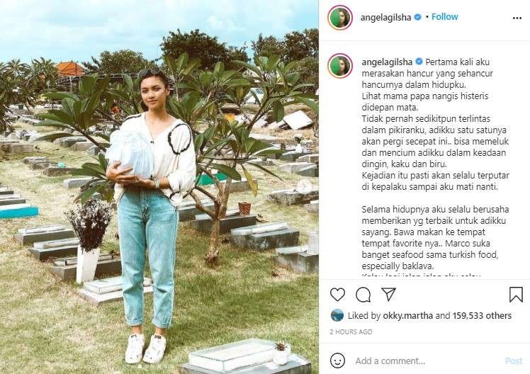 Angela Gilsha tulis curhatan pilu soal adiknya