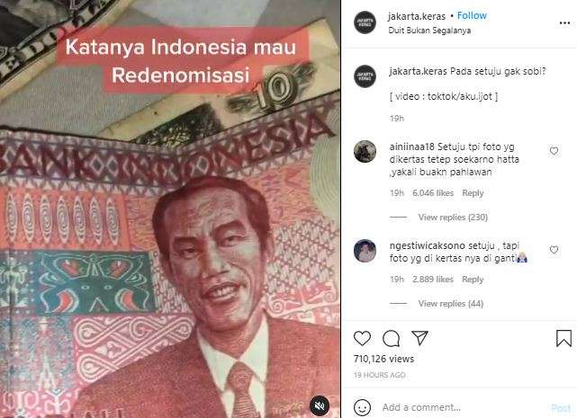 Viral uang redenominasi pecahan Rp100.
