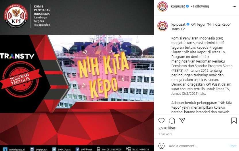 KPI tegur Nih Kita Kepo
