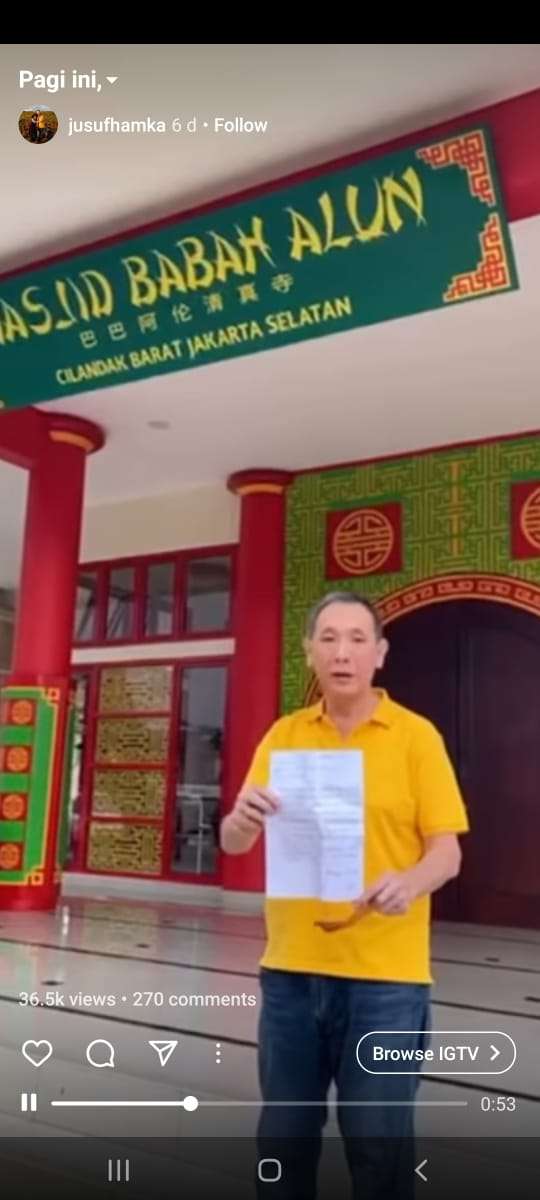 Jusuf Hamka mendapat angpau mewah dari Habib Ali Muhammad