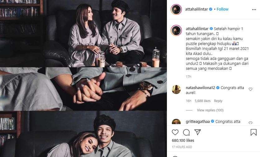 Atta Halilintar dan Aurel Hermansyah