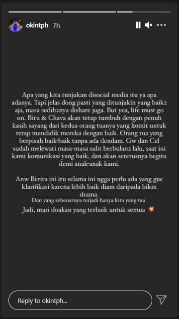 Curhatan Okin soal perceraiannya dengan Rachel Vennya