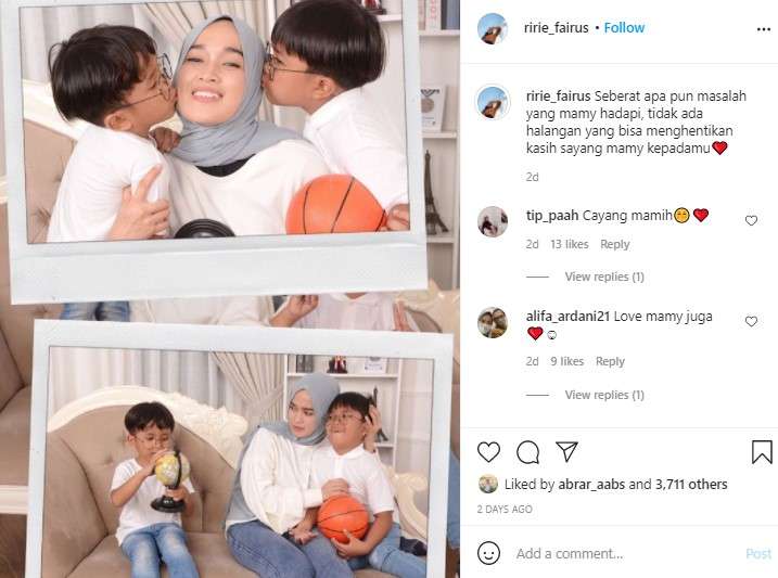 unggahan Ririe Fairus istri Ayus Sabyan