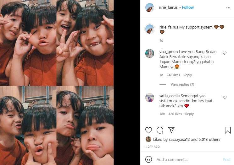 unggahan Ririe Fairus istri Ayus Sabyan