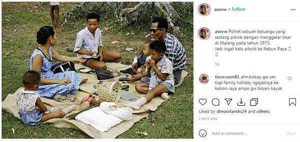 Potret lawas keluarga piknik jadi viral.