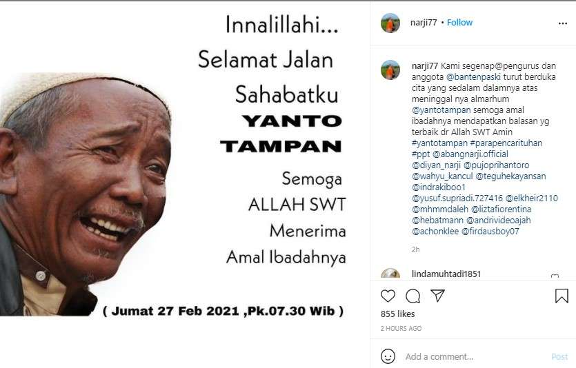Yanto Tampan meninggal dunia Yanto Tampan meninggal dunia