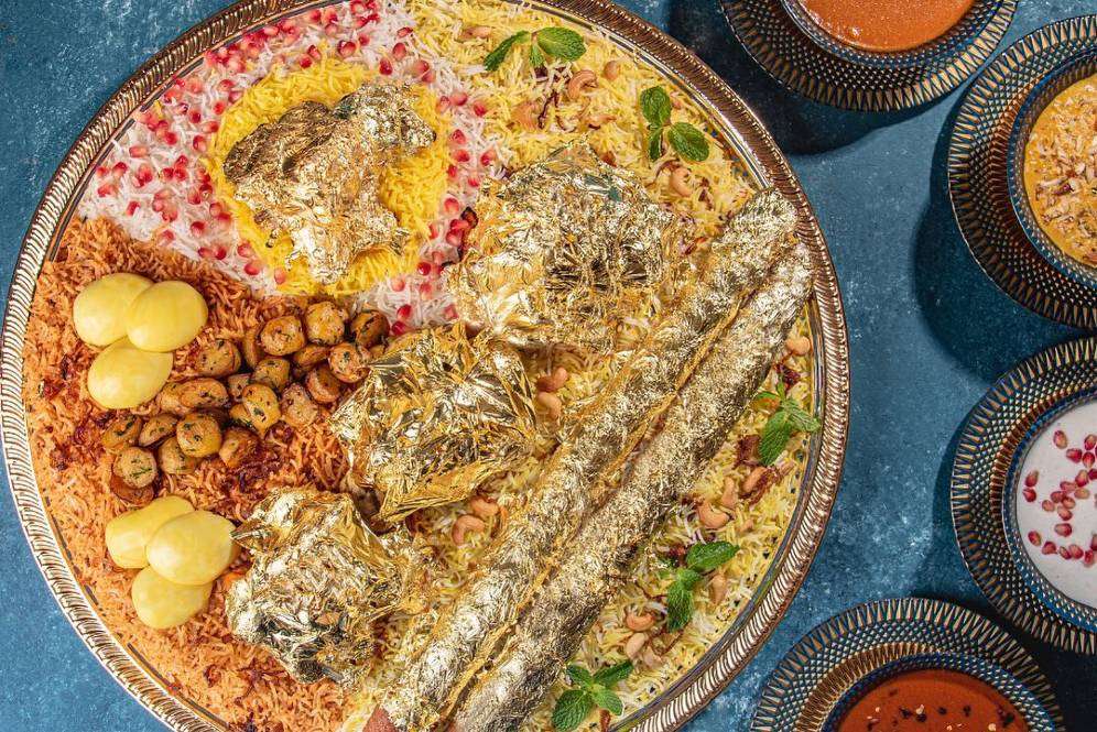 Nasi Biryani berlapis emas