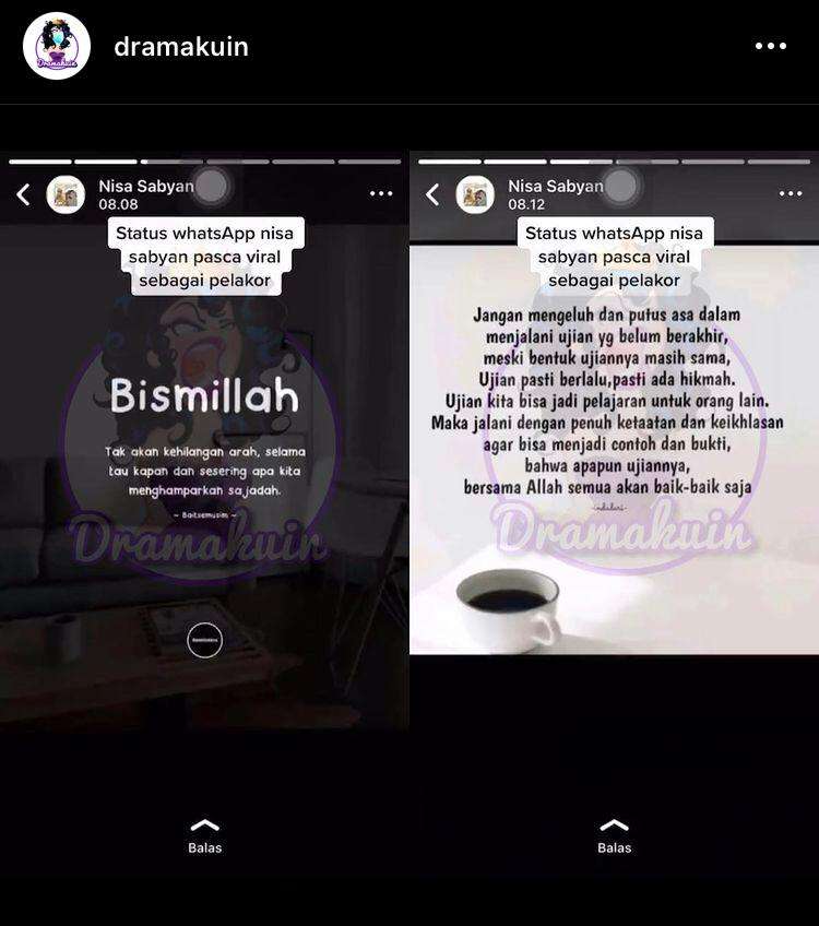 Unggahan Status WhatsApp Akun Nisa Sabyan