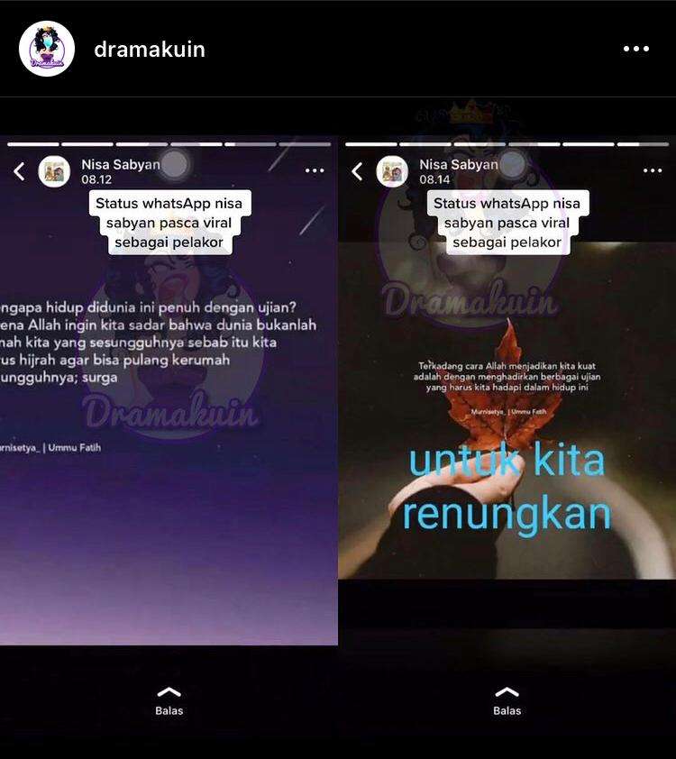 Unggahan Status WhatsApp Akun Nisa Sabyan