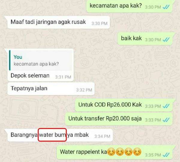 Water bum dan water rappelent, typo dua-duanya.