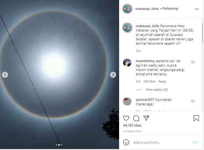 Halo muncul di langit Sulawesi Selatan. Halo muncul di langit Sulawesi Selatan.