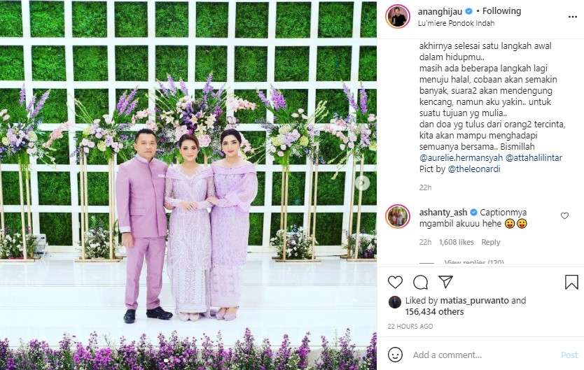 Unggahan pesan Anang untuk Aurel Hermansyah