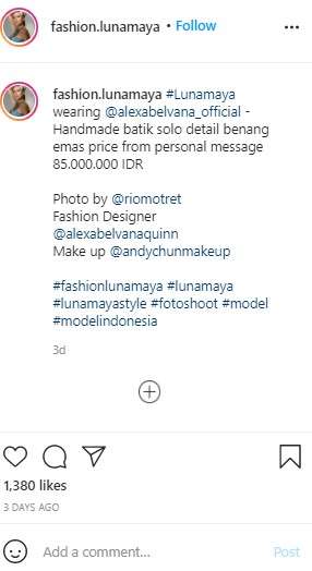 Harga batik Luna Maya