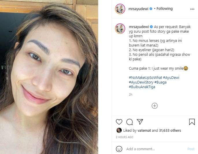 Ayu Dewi tanpa makeup