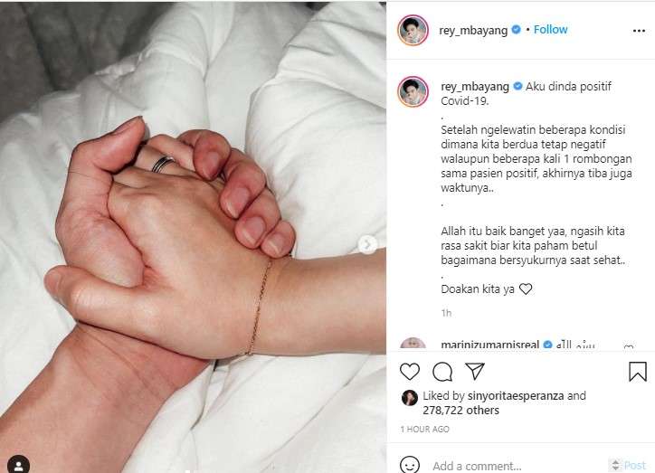 Rey Mbayang dan Dinda Hauw positif covid 19