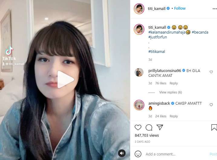Unggahan Titi Kamal berponi
