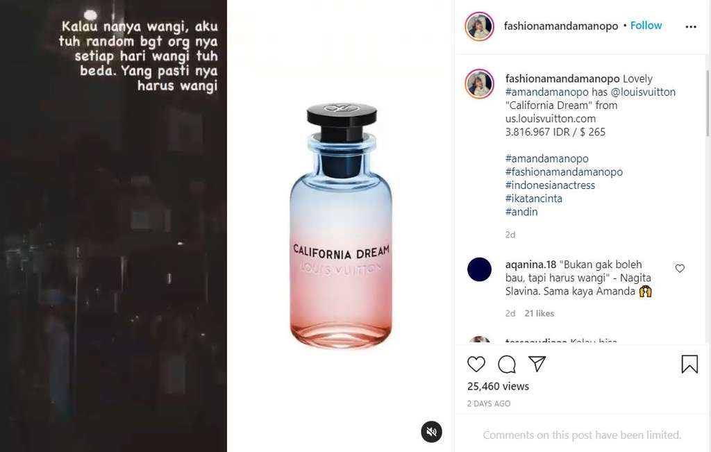 Minyak wangi Amanda Manoppo