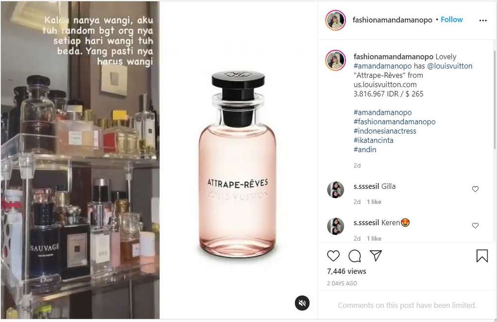 Minyak wangi Amanda Manoppo