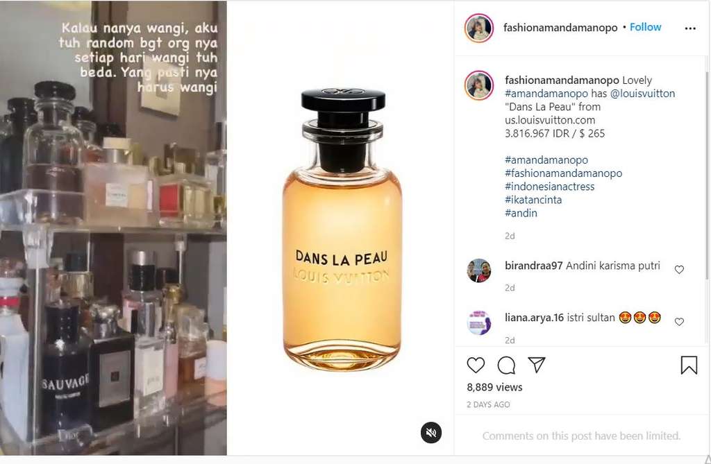 Minyak wangi Amanda Manoppo