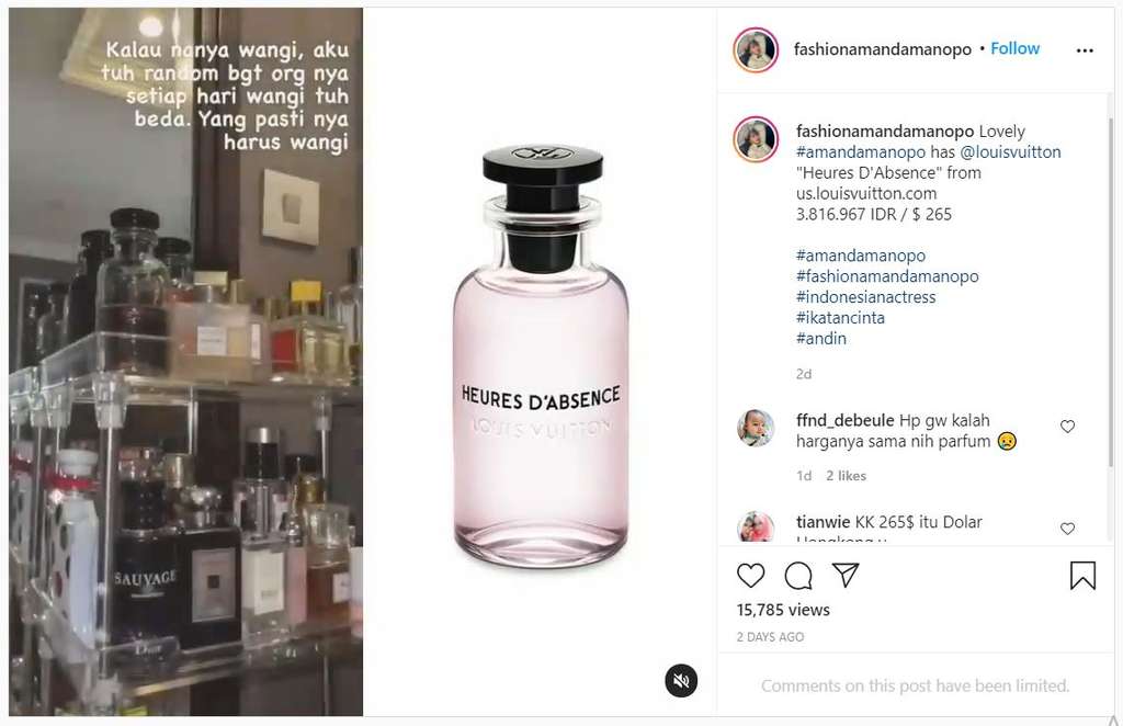 Minyak wangi Amanda Manoppo