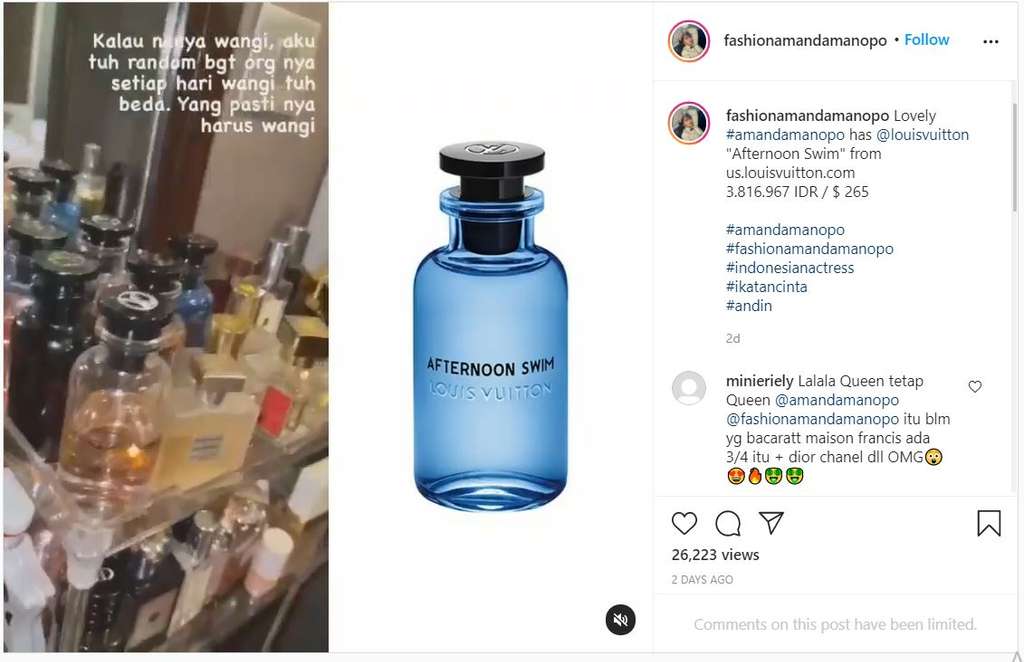 Minyak wangi Amanda Manoppo
