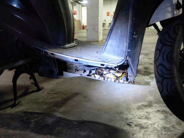 Ular terlihat nyempil di dalam bodi motor.