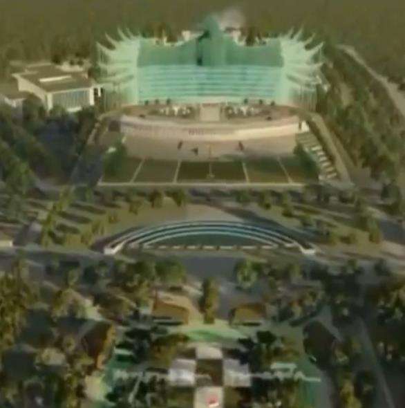 Desain istana negara berbentuk burung garuda di ibu kota baru.