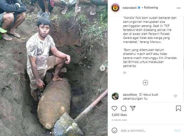 Penemuan bom berukuran besar.